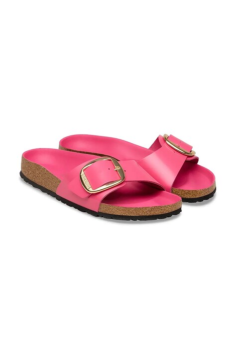 Birkenstock klapki skórzane Madrid Big Buckle damskie kolor różowy 1031844