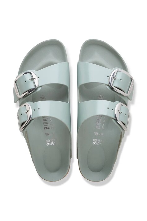 Birkenstock шльопанці на пласкому підборі жіночі шкіряні Arizona Big Buckle — SS26-KLD05I, зелений — фото 5