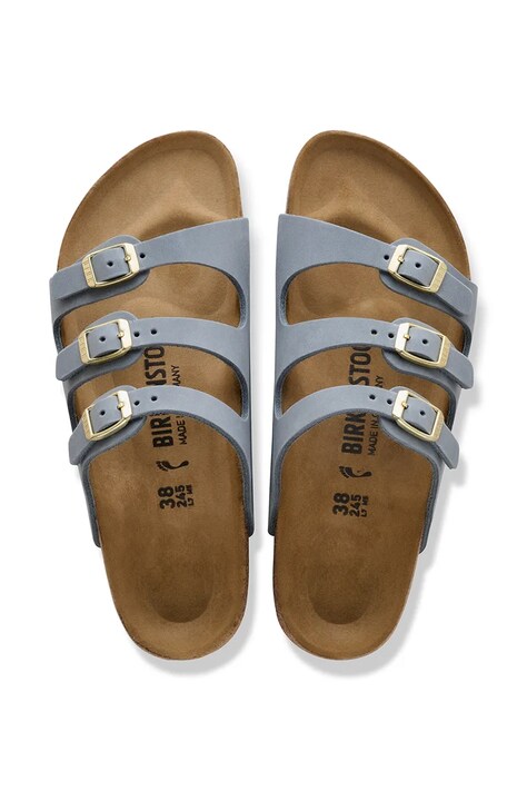 Birkenstock шльопанці на пласкому підборі жіночі шкіряні Florida — SS26-KLD05K, сірий — фото 3