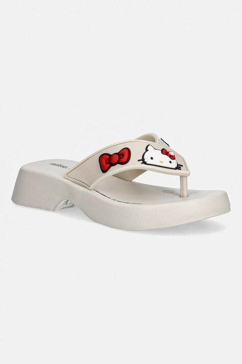 Melissa klapki MELISSA FLATFORM + HELLO KITTY AND damskie kolor beżowy na platformie M 37992 BT631