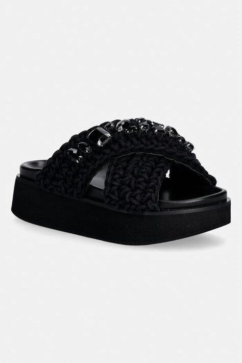 Inuikii klapki damskie Woven Stones Platform czarne 1004.005.0043.000