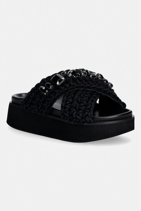 Inuikii klapki damskie Woven Stones Platform czarne 1004.005.0043.000