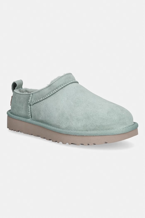 UGG kapcie zamszowe W Classic Micro kolor turkusowy 1173891.ART