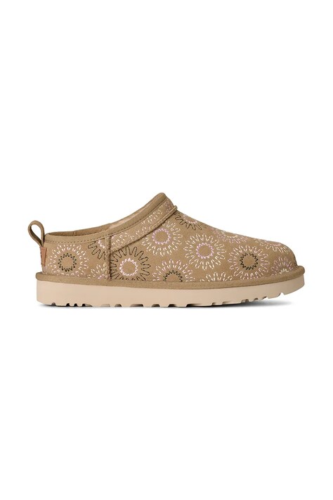UGG suede slippers W Classic Micro Sun Stitch beige color 1178192.MDSD