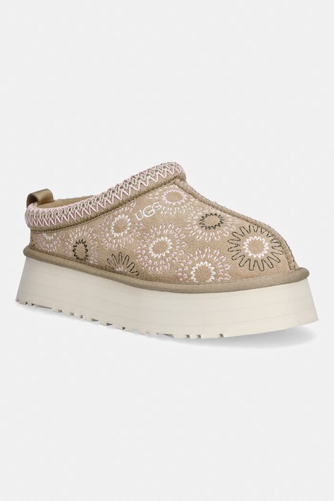 UGG kapcie zamszowe W Tazz Sun Stitch kolor beżowy 1178193.MDSD