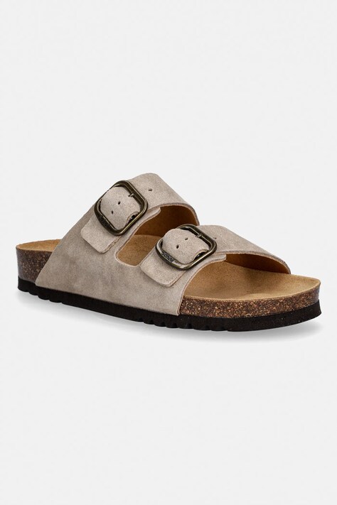 Scholl klapki zamszowe JOSEPHINE damskie kolor beżowy F321652361