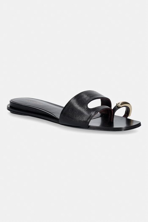Tory Burch natikače s niskim potplatom za žene od kože Pierced Slide crne 165826-006