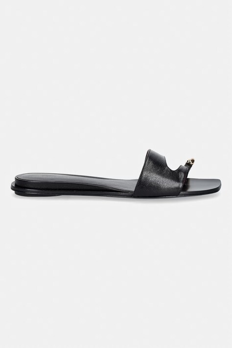 Tory Burch шльопанці на пласкому підборі жіночі шкіряні Pierced Slide — SS26-KLD0HN, чорний — фото 2