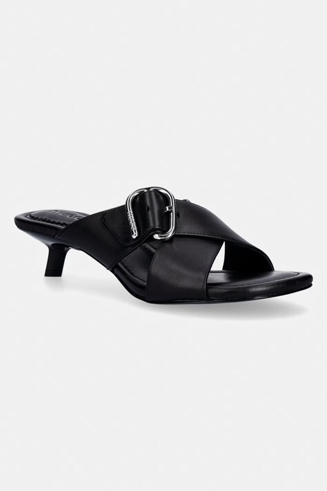 HUGO pantofle na nízkém podpatku dámské kožené Amaryl černé 50563662.001