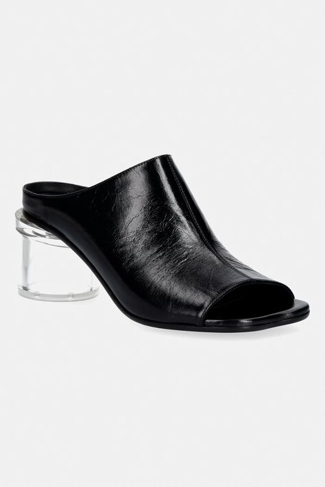 MM6 Maison Margiela klapki skórzane damskie kolor czarny na słupku S59WP0215.P7560.T8013