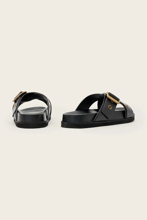 AllSaints шльопанці на пласкому підборі шкіряні Suki Western Sandal — SS26-KLD0N5, чорний — фото 3