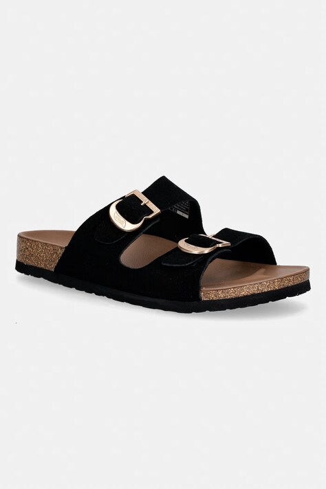 Skechers klapki damskie zamszowe ARCH FIT GRANOLA czarne 163653