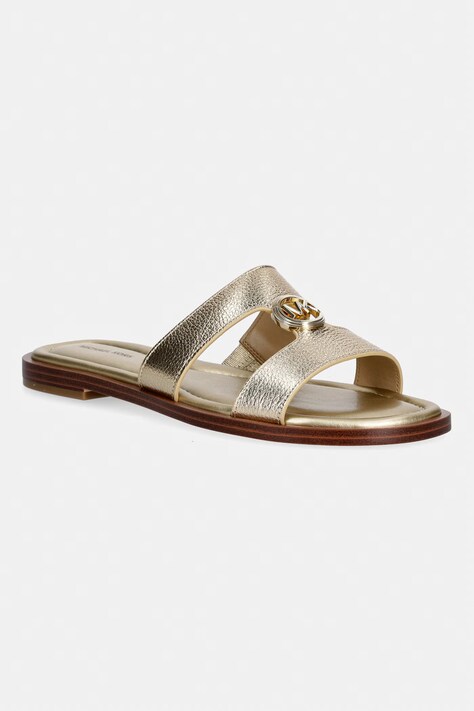 MICHAEL Michael Kors Σαγιονάρες Γυναικείες Δερμάτινες Erin Flat Sandal χρυσαφιές 40S6ERFS2M.740