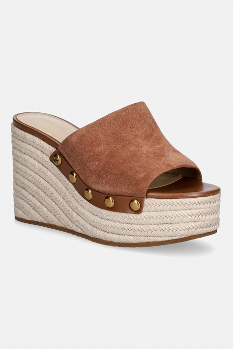MICHAEL Michael Kors klapki damskie zamszowe Mayes Wedge Sandal brązowe 40S6MYMS1S.230