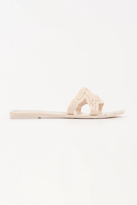 Karl Lagerfeld klapki na płaskim obcasie damskie Jelly beżowe KL80008C