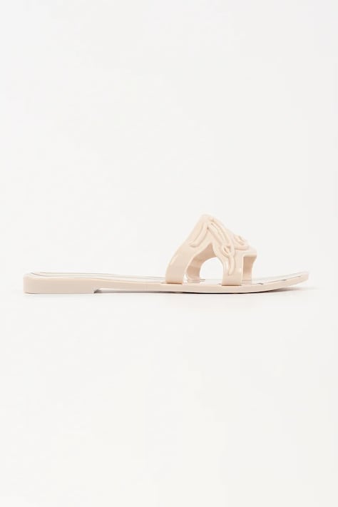 Karl Lagerfeld klapki na płaskim obcasie damskie Jelly beżowe KL80008C