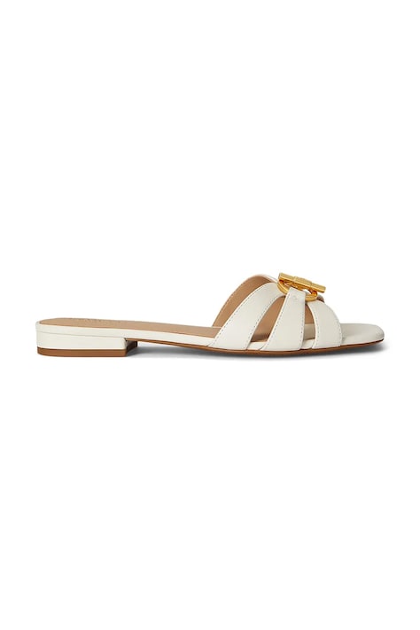 Kožené pantofle Lauren Ralph Lauren Blaike Slide dámské, béžová barva, 802982875007