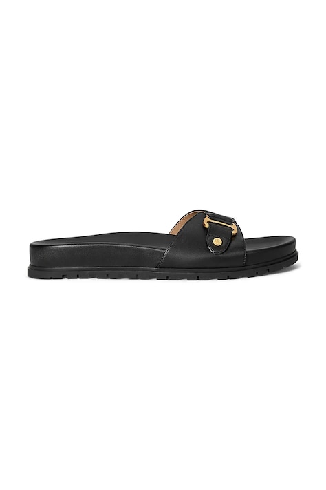 Lauren Ralph Lauren papuci pentru femei, din piele Tasha Slide negri 802982883002