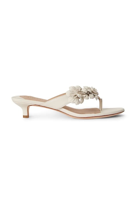 Lauren Ralph Lauren șlapi pentru femei, din piele Frncsa Flwr bej 802P10399001