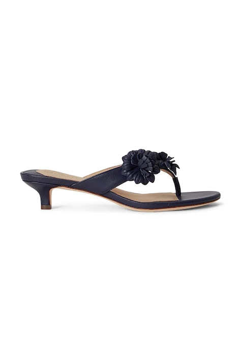 Lauren Ralph Lauren šľapky dámske kožené Frncsa Flwr tmavomodré 802P10399002