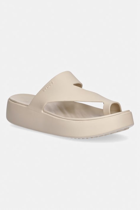 Crocs japonki Getaway Platform Toe Loop damskie kolor beżowy na platformie 210834