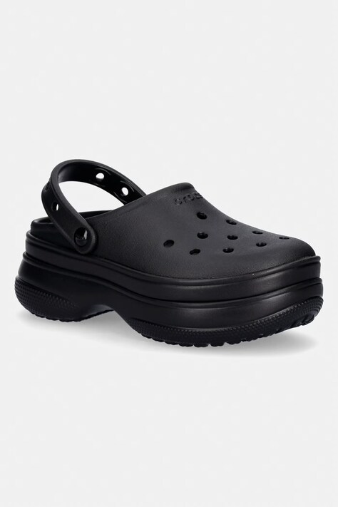 Crocs klapki Classic Stacked Clog damskie kolor czarny na platformie 211355