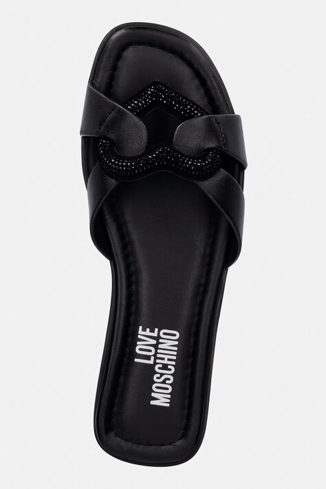 Шкіряні шльопанці Love Moschino — SS26-KLD10U, чорний — фото 4