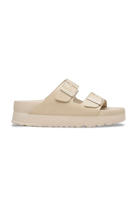 Birkenstock klapki skórzane Arizona Flex Platform EXQ LENA damskie kolor beżowy na platformie 1031470