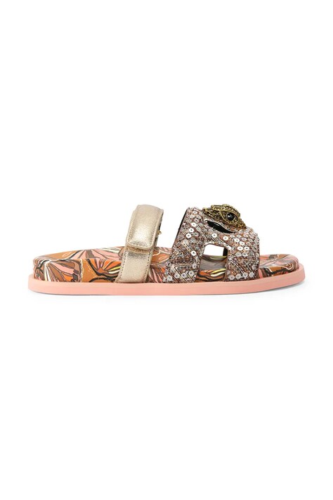 Kurt Geiger London klapki na płaskim obcasie damskie Eagle Cut Out Sandal brązowe 4732639779