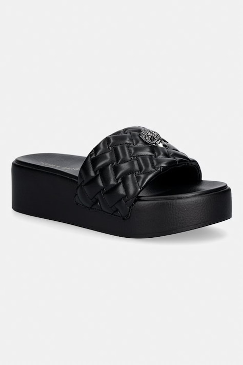 Kurt Geiger London klapki na platformie damskie Meena Eagle Platform czarne 4797800979