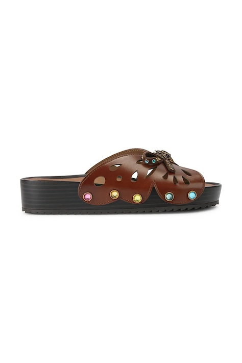 Kurt Geiger London klapki damskie skórzane Boho Butterfly Flat brązowe 5596630109