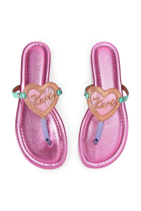 Kurt Geiger London шльопанці жіночі шкіряні Kurt Heart T Bar Flat — SS26-KLD165, рожевий — фото 2