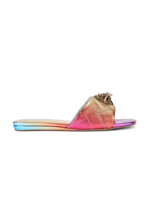 Kurt Geiger London klapki na płaskim obcasie damskie skórzane Kensington Flat Sandal pomarańczowe 8496199119