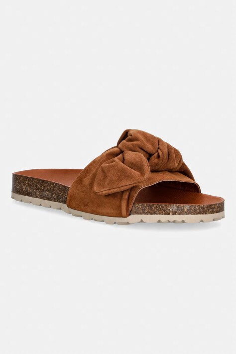 Verbenas natikače s otvorenim prstima ženske od brušene kože ROXY VELOUR smeđe 3300470268