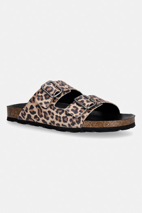 Verbenas чехли обувки с открити пръсти дамски от велур RANDEL LEO кафяви 3301870889