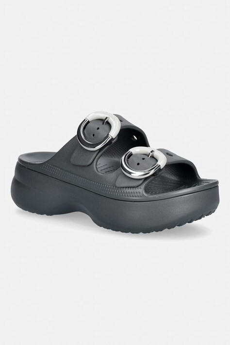 Crocs klapki na platformie damskie Saturday Platform Dipped Buckle Sandal szare 213246