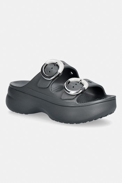 Crocs klapki na platformie damskie Saturday Platform Dipped Buckle Sandal szare 213246