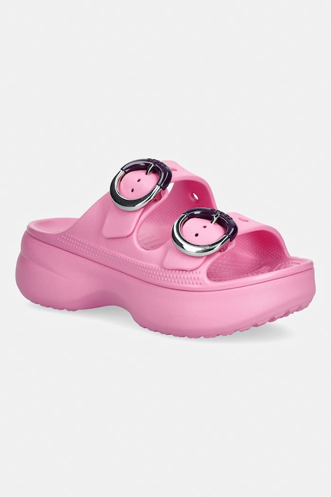 Crocs klapki na platformie damskie Saturday Platform Dipped Buckle Sandal różowe 213246