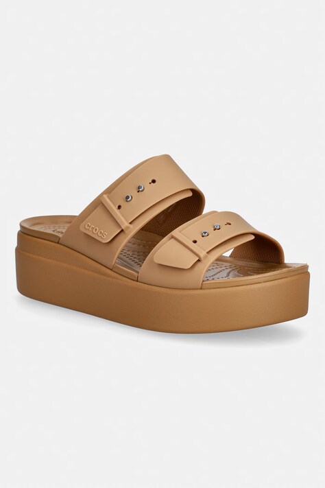 Crocs Brooklyn klapki na platformie damskie brązowe 207431.2HI
