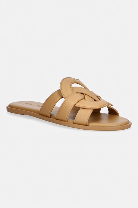 Coach σαγιονάρες με ανοιχτά δάχτυλα Γυναικείες δερμάτινες Lena Leather Slide Sandal μπεζ CDE78