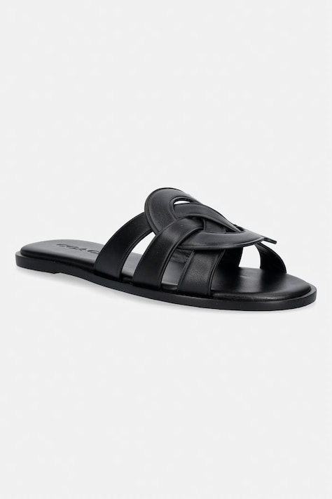 Coach чехли дамски от кожа Lena Leather Slide Sandal черни CDE78