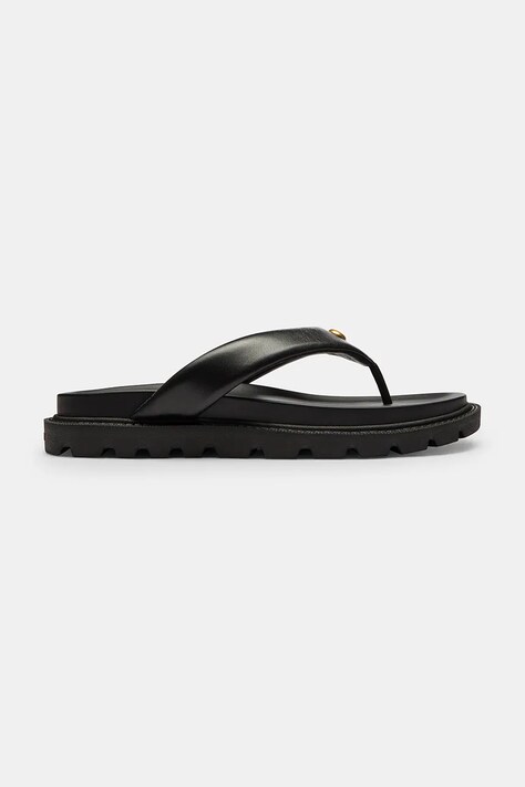 Coach japonki damskie skórzane Brynn Leather Thong Sandal czarne CEF54