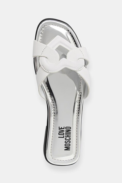 Love Moschino шльопанці жіночі шкіряні — SS26-KLD19R, білий — фото 4