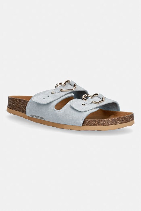 Love Moschino klapki damskie zamszowe niebieskie JA28173G0OIG5701