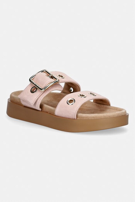 Inuikii papuci cu platformă de damă din piele întoarsă Tilda Buckle roz 1004.003.0631.601