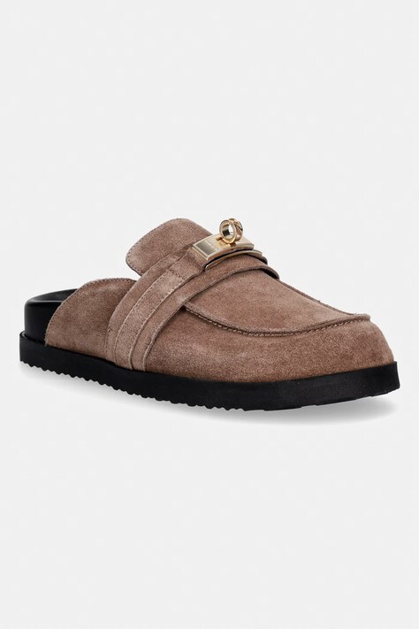 Nokwol klapki damskie zamszowe Tammy Mushroom Suede brązowe Tammy Mushroom Suede