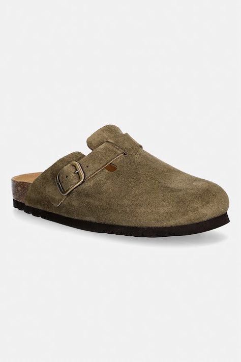 Scholl klapki z zakrytymi palcami damskie zamszowe FAE zielone F321981147