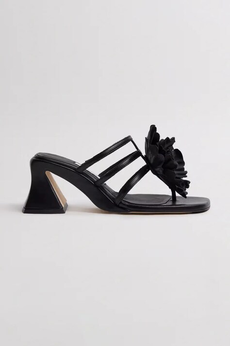 Miista klapki na słupku damskie skórzane Hara czarne MI_6124