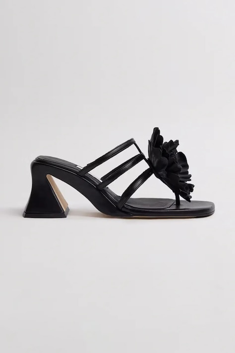 Miista klapki na słupku damskie skórzane Hara czarne MI_6124