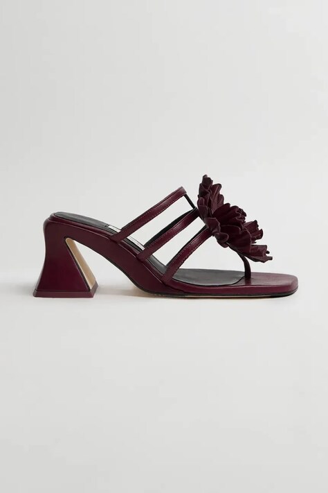 Miista papuci cu călcâiul deschis pentru femei, din piele Hara burgundy MI_6123